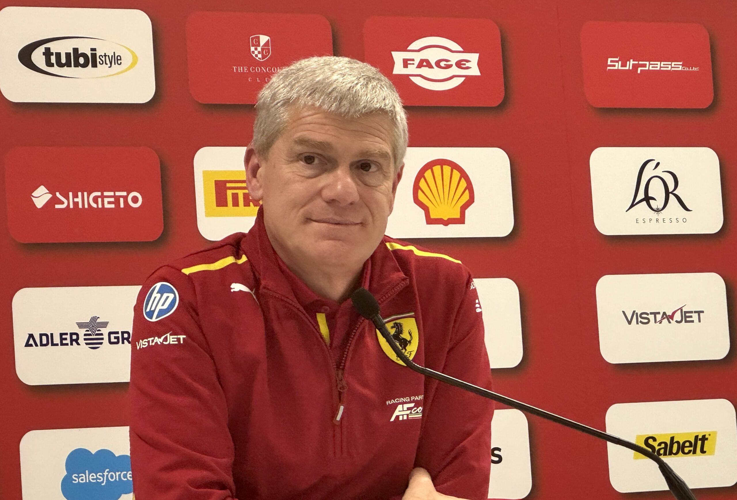 Antonello Coletta durante la conferenza stampa alle Finali Mondiali Ferrari, in cui ha parlato tanto di WEC