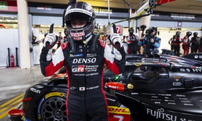 I festeggiamenti di Kamui Kobayashi per la pole position (© DPPI / WEC)
