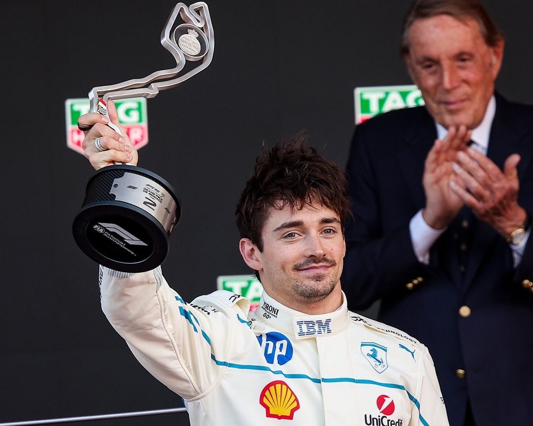 Charles Leclerc sul podio del GP di Monaco
