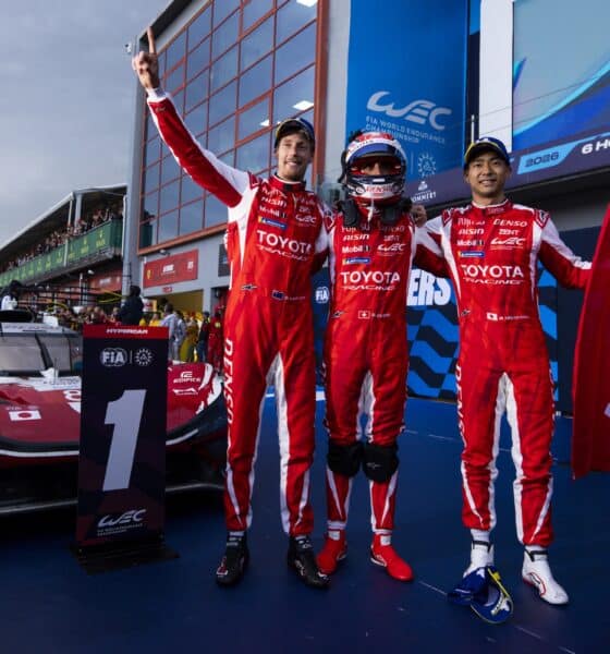 Sebastien Buemi, Ryo Hirakawa e Brendon Hartley vincitori della 6 Ore di Imola (© DPPI - FIA WEC)