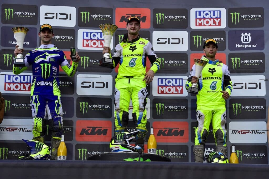 Il podio del MXGP Trentino 2026 (© MXGP.com)