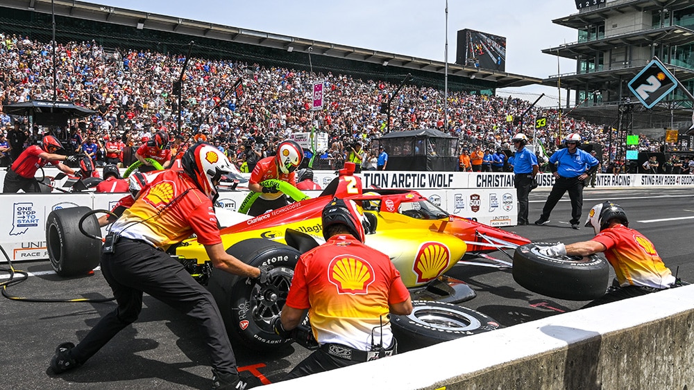Una fase della Pit Stop Challenge 2025 (© indycar.com)