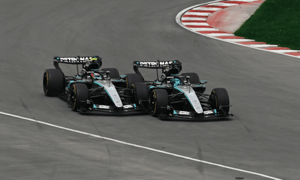 La battaglia tra Antonelli e Russell durante la Sprint Race del GP del Canada di F1 (© formula1.com)