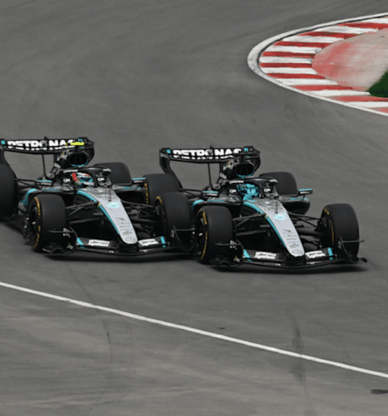 La battaglia tra Antonelli e Russell durante la Sprint Race del GP del Canada di F1 (© formula1.com)