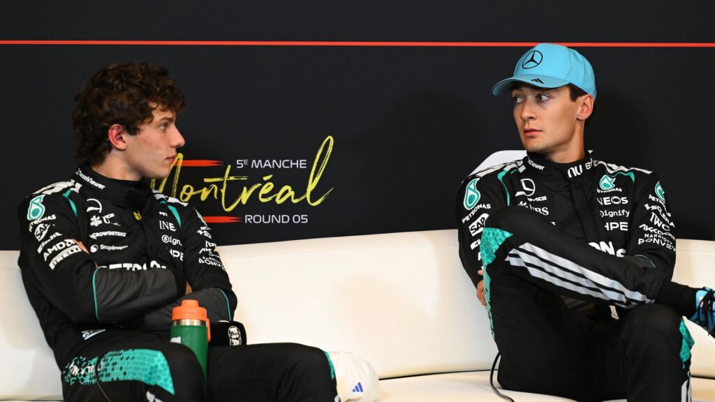 Kimi Antonelli e George Russell nella conferenza dopo le qualifiche del GP del Canada (© formula1.com)