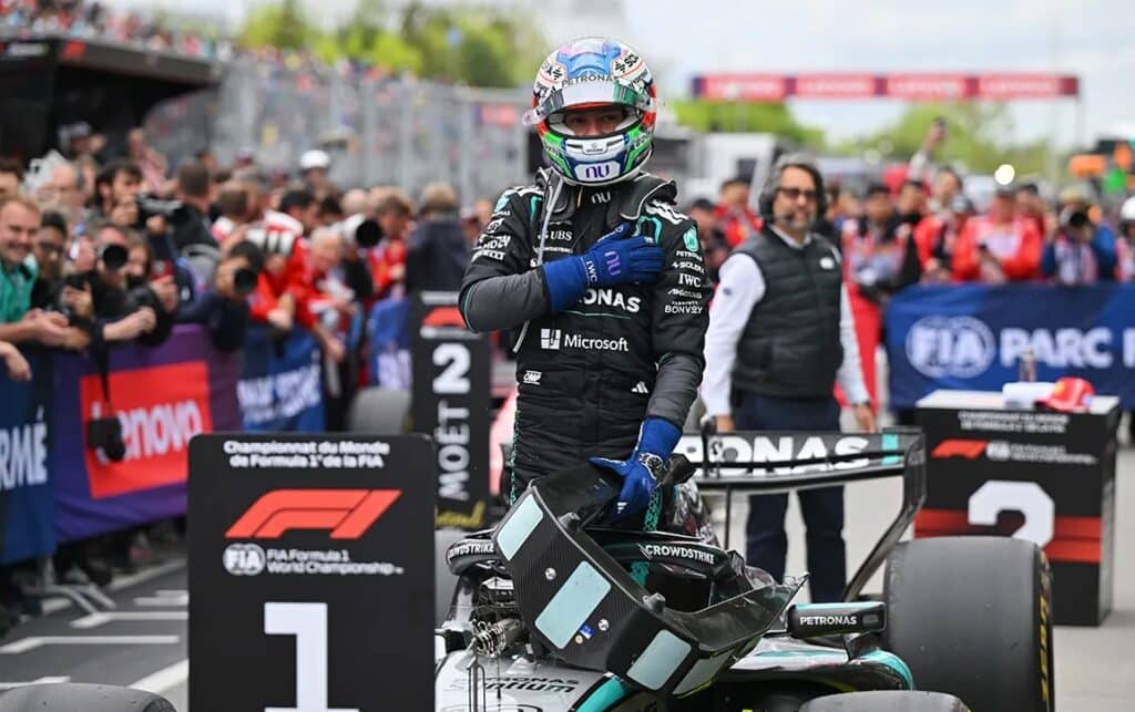 Antonelli dopo la vittoria nel GP del Canada (© mercedesamgf1.com Media Centre)
