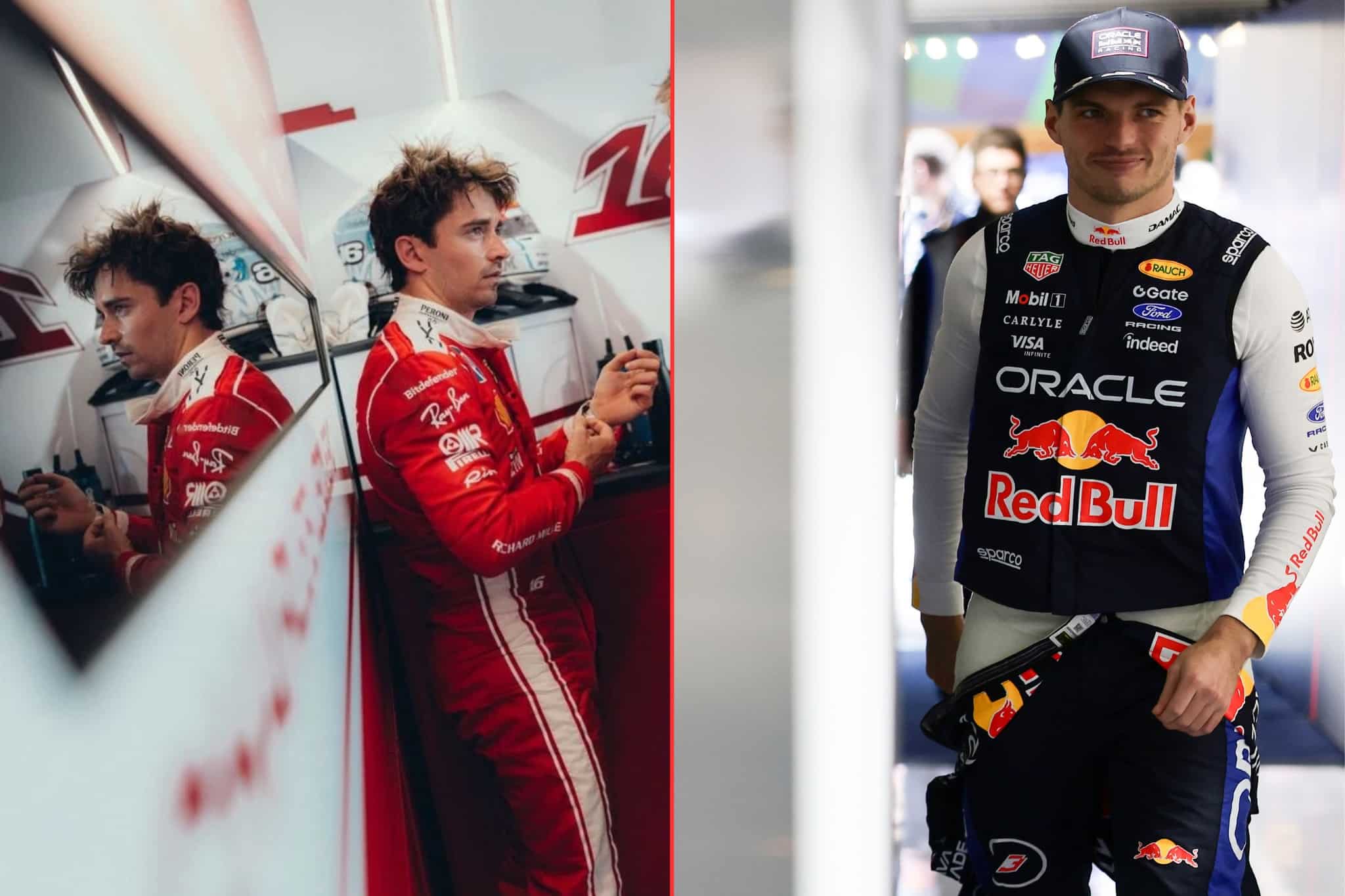 Charles Leclerc e Max Verstappen a Miami (© Ferrari Media Centre - Red Bull Content Pool)