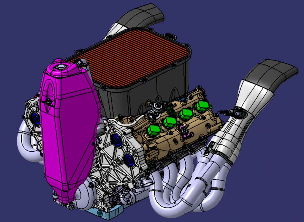 Il disegno tecnico del motore Ford V8 (© Ford Racing)