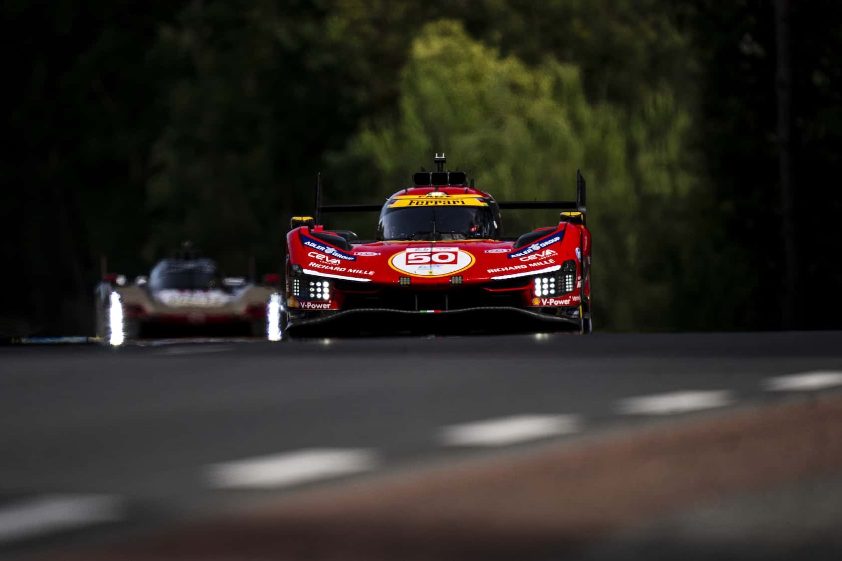 La #50 Ferrari nei test a Le Mans (© FIA WEC / DPPI)