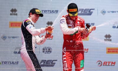 Nakamura-Berta e Emanuele Olivieri sul podio di Gara 1 Round Paul Ricard FREC 2026 (© archiviofotografico.acisport.it)