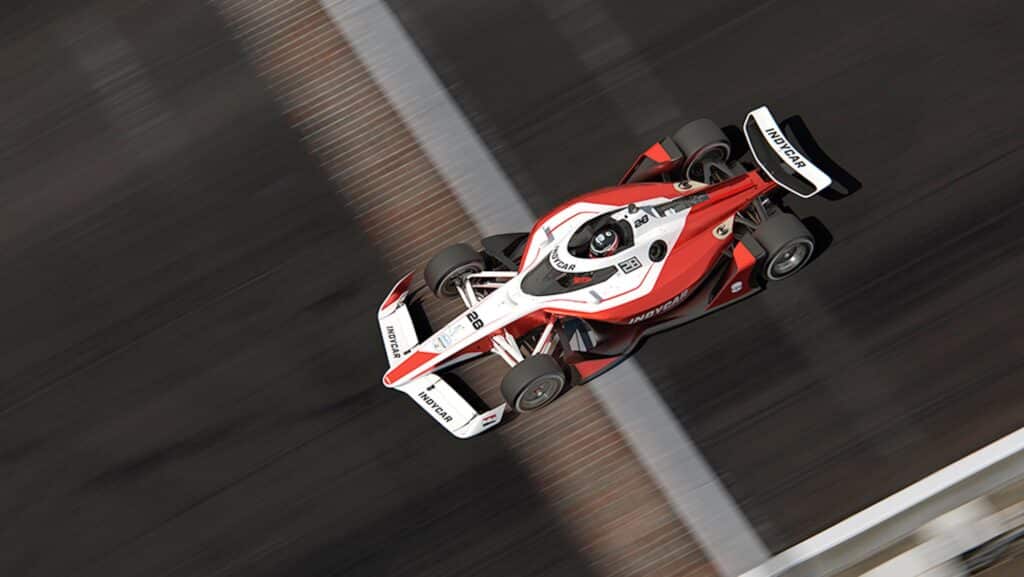 Un rendering della Dallara IR-28 a Indy (© IndyCar)