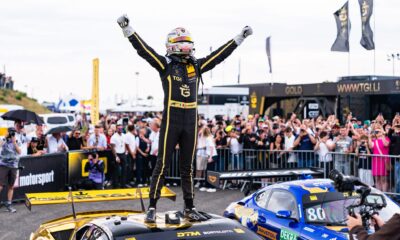 I festeggiamenti di Bortolotti dopo la prima vittoria con la Lamborghini Temerario GT3 (© Lamborghini)