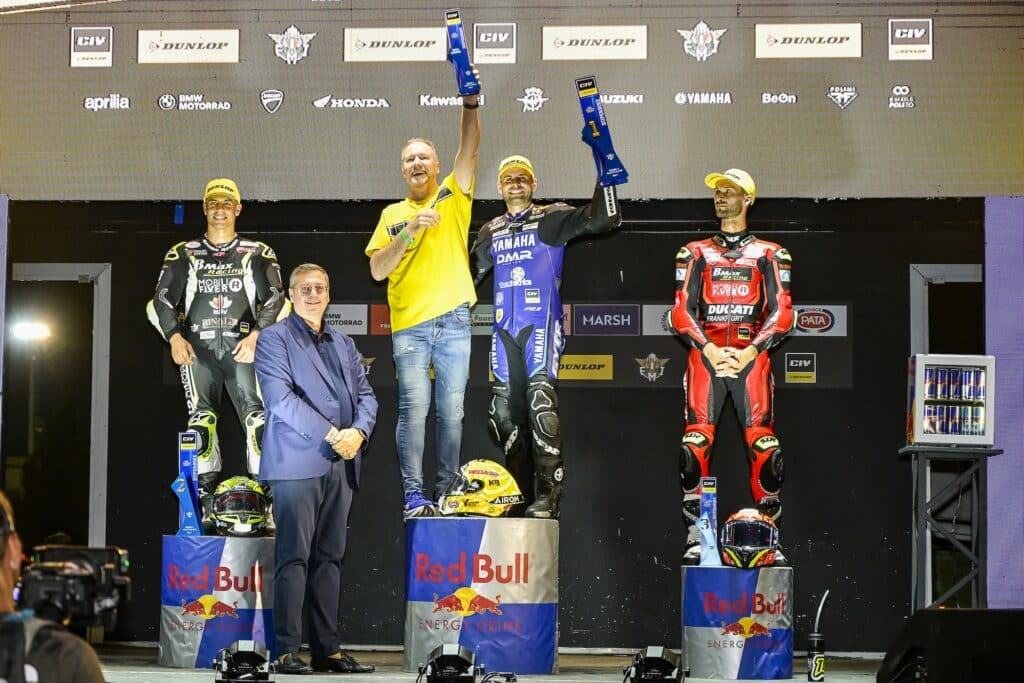 Il podio della Racing Night del CIV SBK 2026