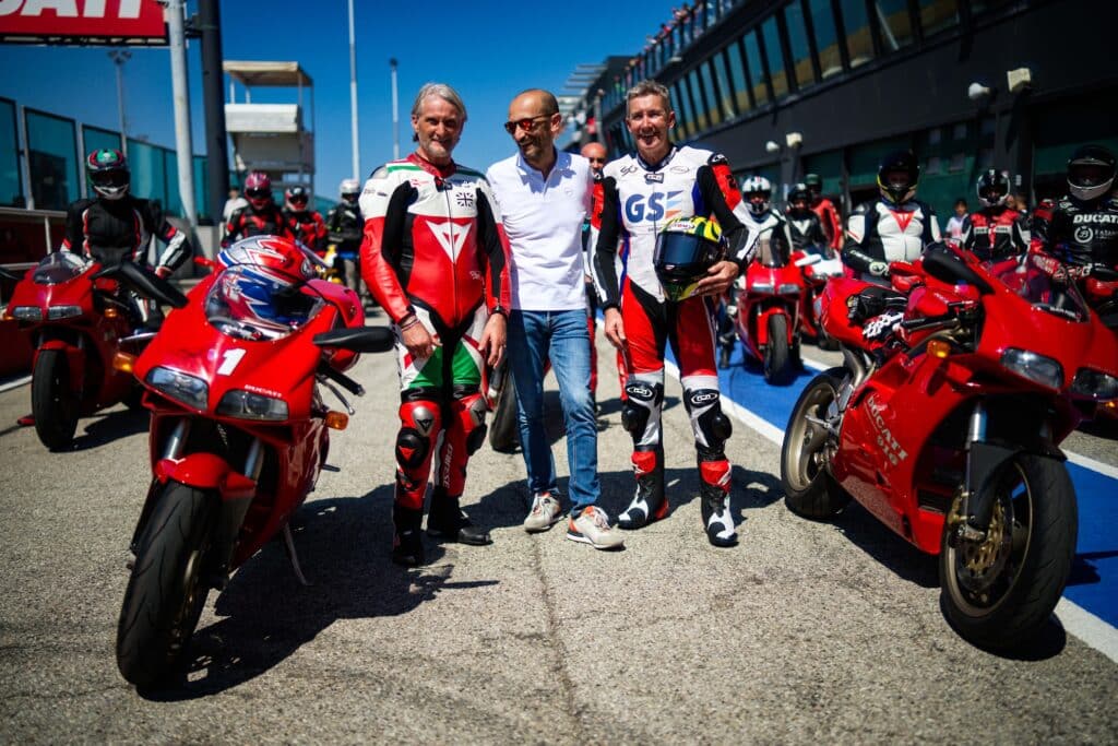 Carl Fogarty, Claudio Domenicali e Troy Bayliss al WDW 2026 (© Ducati Media House)