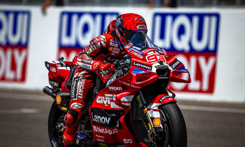 Marc Marquez in pista al Sachsenring