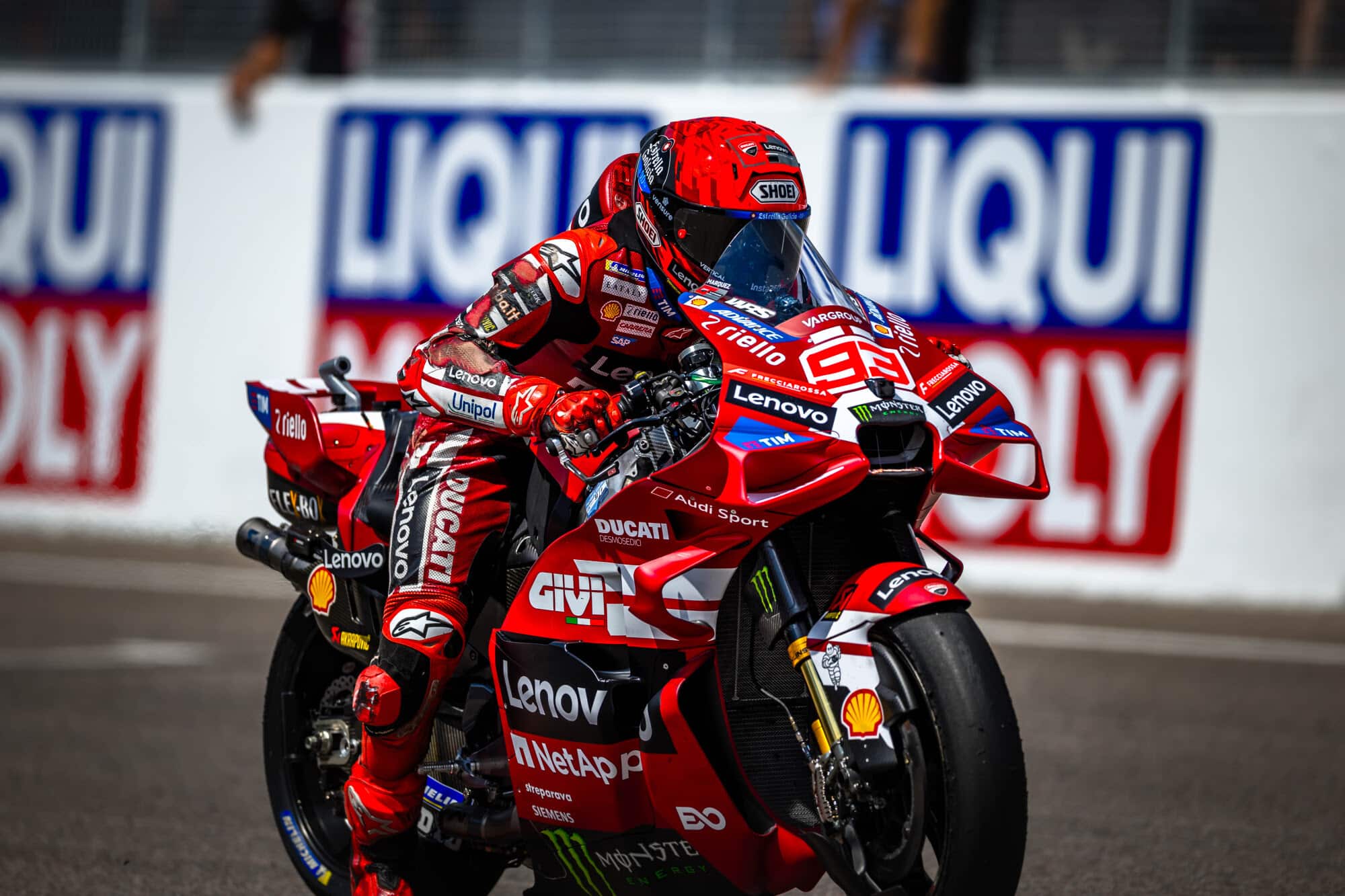 Marc Marquez in pista al Sachsenring