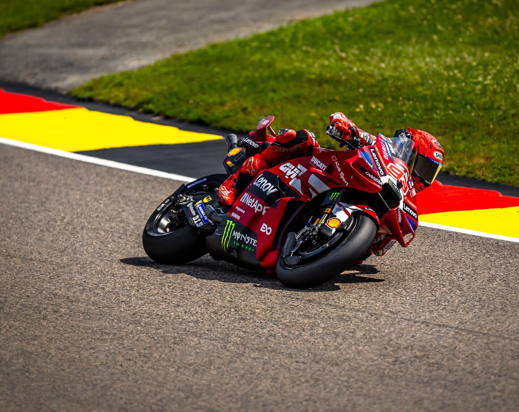 Marc Marquez in pista al Sachsenring