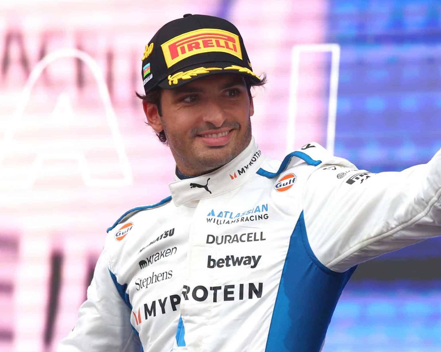 Carlos Sainz, sul podio a Baku nel 2025
