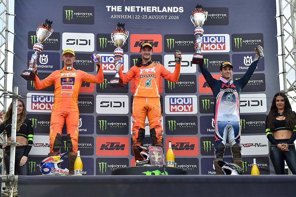 Il podio del GP Olanda MXGP 2026 (© mxgp.com)