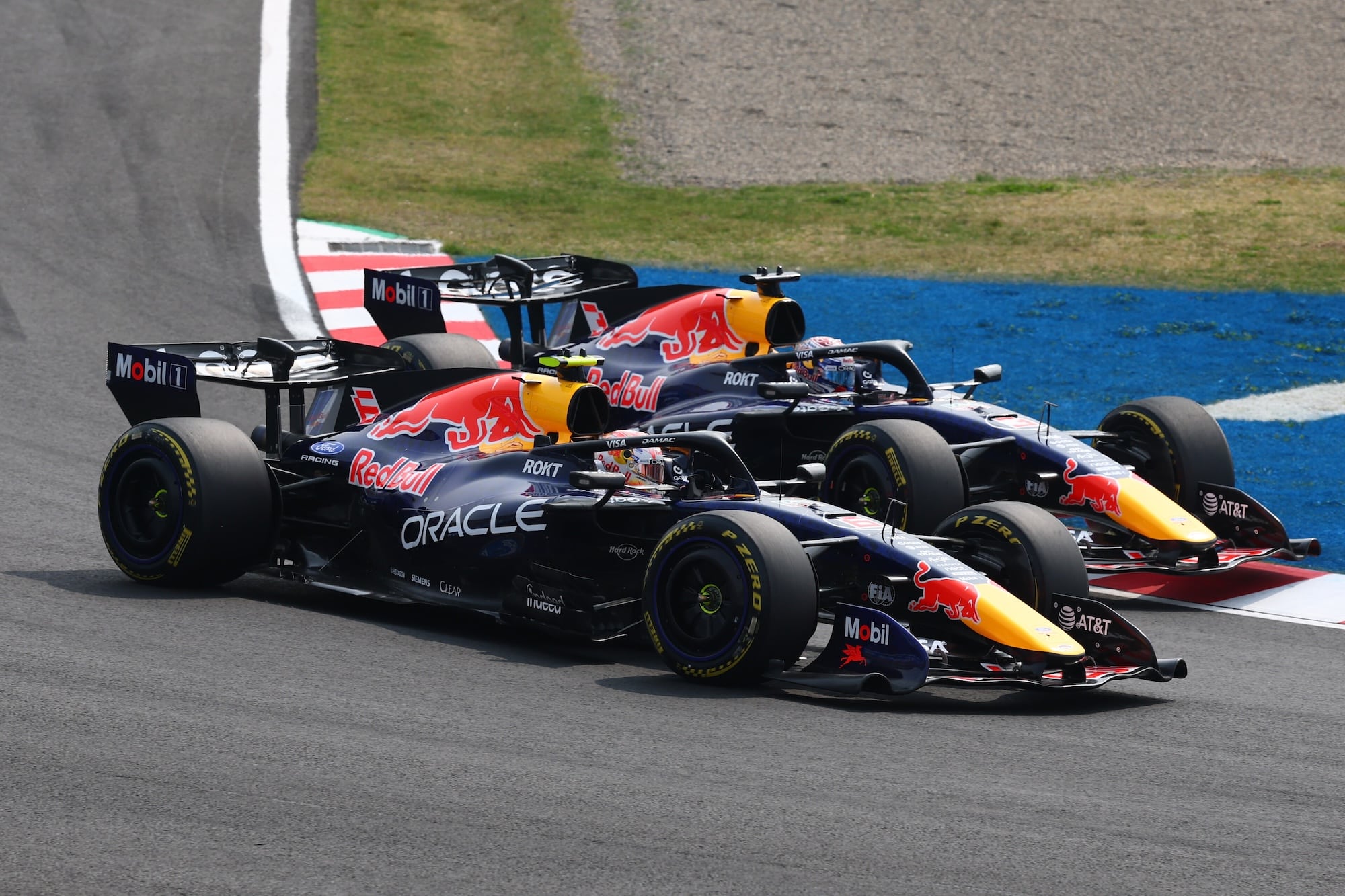 Isack Hadjar and Max Verstappen, Oracle Red Bull Racing