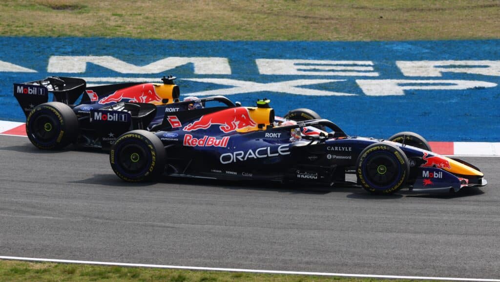 Isack Hadjar and Max Verstappen, Oracle Red Bull Racing