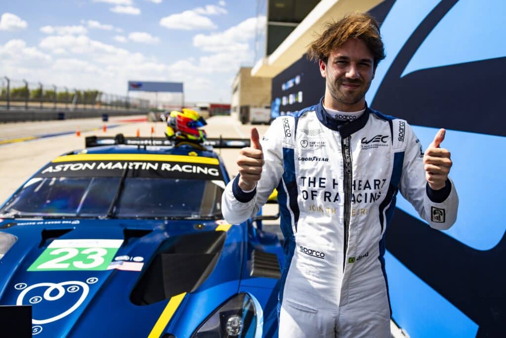 Dudu Barrichello dopo la pole alla Lone Star Le Mans 2026 (© FIA WEC / DPPI)