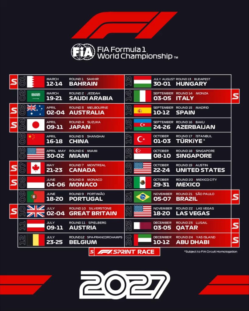 calendario f1 2027
