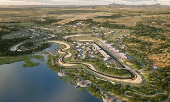 Una vista aerea del RISE Motorland in Ruanda (© tilke.de)