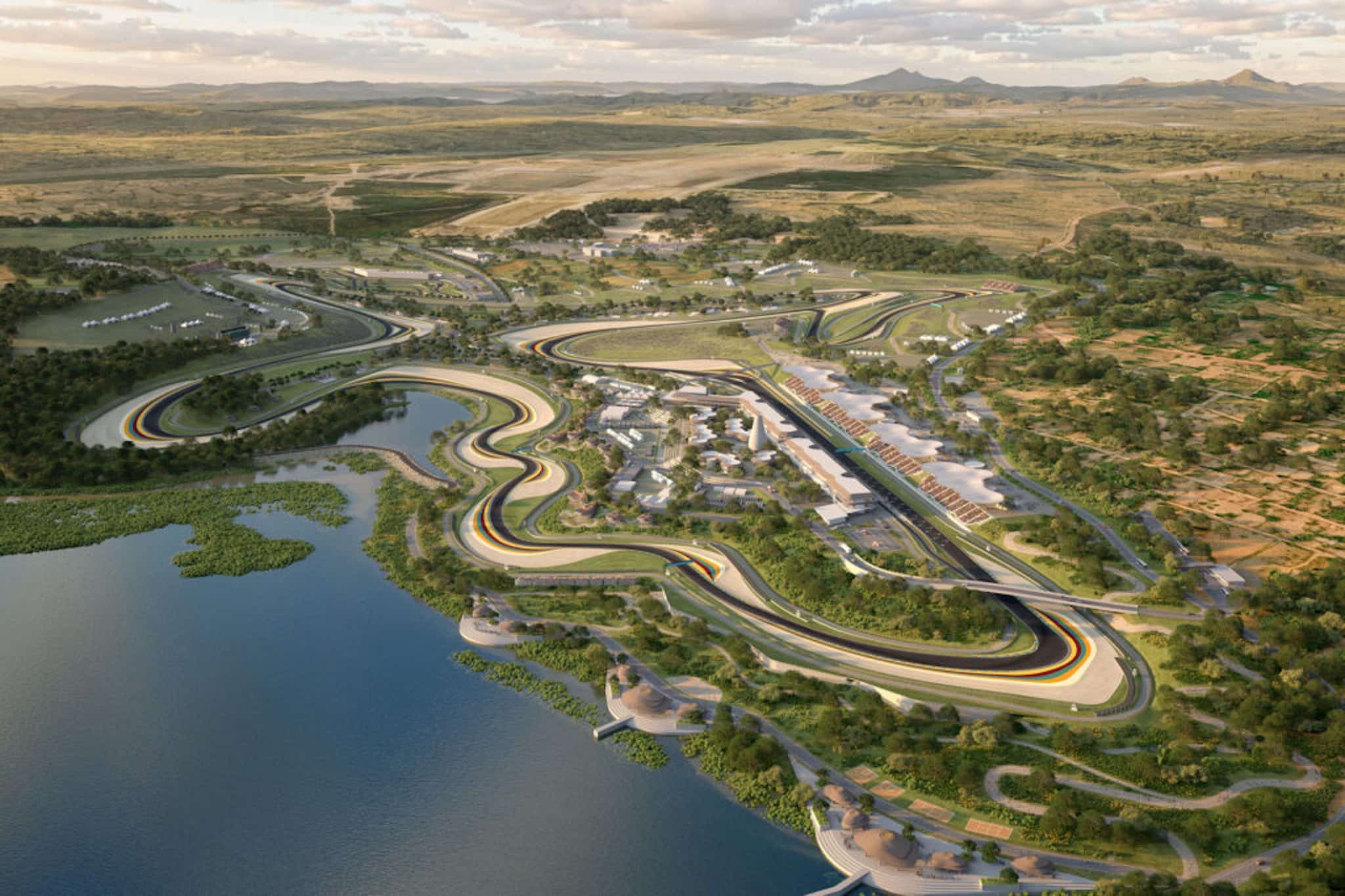 Una vista aerea del RISE Motorland in Ruanda (© tilke.de)